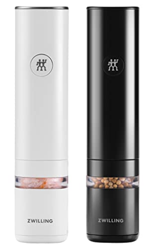 ZWILLING ENFINIGY Elektrische Salz- & Pfeffermühle mit Keramikmahlwerk & LED Beleuchtung, Aufladbar per USB, 2-teiliges Set: Schwarz & Weiß ZWILLING ENFINIGY Elektrische Salz- & Pfeffermühle mit Keramikmahlwerk & LED Beleuchtung, Aufladbar per USB, 2-teiliges Set: Schwarz & Weiß von ZWILLING