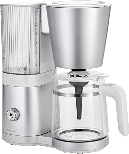 ZWILLING ENFINIGY Filterkaffeemaschine mit 1.5l Glaskanne, Kaffeemaschine mit Edelstahl-Boiler, Blooming & smarter Entkalkerfunktion, Kunststoff, Silber von Zwilling