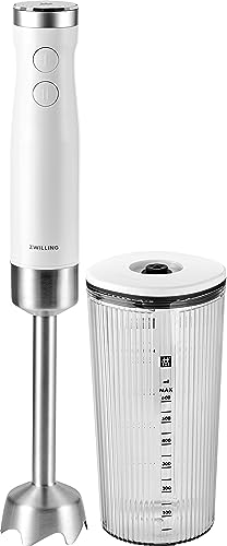 ZWILLING ENFINIGY Stabmixer Edelstahl, Pürierstab & Handmixer mit Edelstahl-Winglet-Klinge und 600 ml Messbecher, Silber-Weiß von ZWILLING