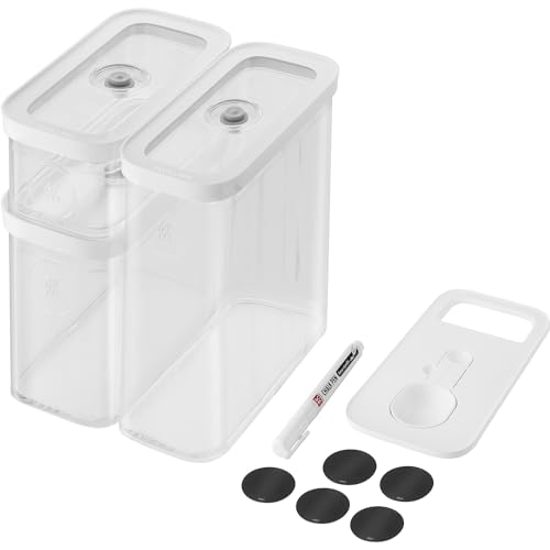 ZWILLING FRESH & SAVE CUBE Set, Größe M, 5-teiliges Aufbewahrungsset inkl. 3x CUBE Vorratsboxen (M,2M,3M), Messlöffel (3 Größen), 5x NFC-Etiketten, 1x Kreidestift von Zwilling