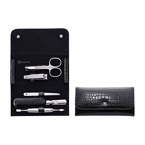 ZWILLING Maniküre Set Pediküre Kit, Nagelpflege Komplettset, Rindleder, Kroko Edition, 5-teilig, Schwarz von ZWILLING