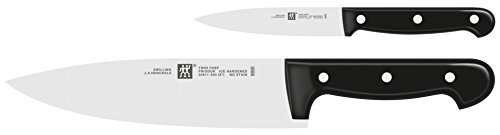 ZWILLING Twin Chef Messer-Set, 2-teilig (Spick-Garniermesser 10 cm + Kochmesser 20 cm), Rostfreier Spezialstahl/Kunststoff-Griff im Nietendesign, Schwarz von Zwilling