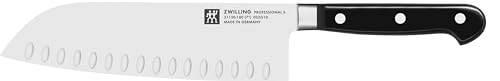 ZWILLING Professional S Santokumesser, Klingenlänge: 18 cm, Großes Klingenblatt, Rostfreier Spezialstahl/Kunststoff-Griff mit Nieten, Schwarz [Made in Germany] von ZWILLING
