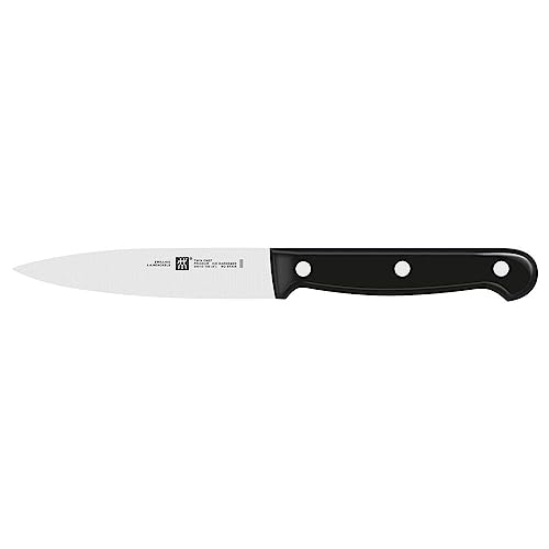 ZWILLING Twin Chef Spick-/Garniermesser, Klingenlänge: 10 cm, Kleines Klingenblatt, Rostfreier Spezialstahl/Kunststoff-Griff im Nietendesign, Schwarz von Zwilling