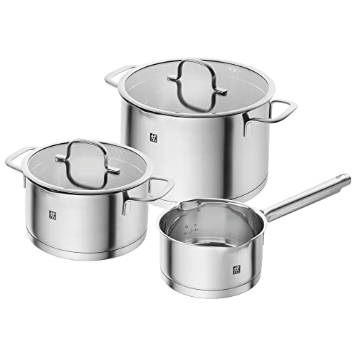 ZWILLING TrueFlow Kochtopfset, 3-teilig, Mit Ausgießfunktion, Induktionsgeeignet, Edelstahl, Silber von ZWILLING