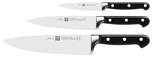 ZWILLING Professional S Messer-Set, 3-teilig (Spick-/Garniermesser 10 cm, Fleischmesser 16 cm, Kochmesser 20 cm), Rostfreier Spezialstahl/Kunststoff-Griff mit Nieten, Schwarz [Made in Germany] von ZWILLING