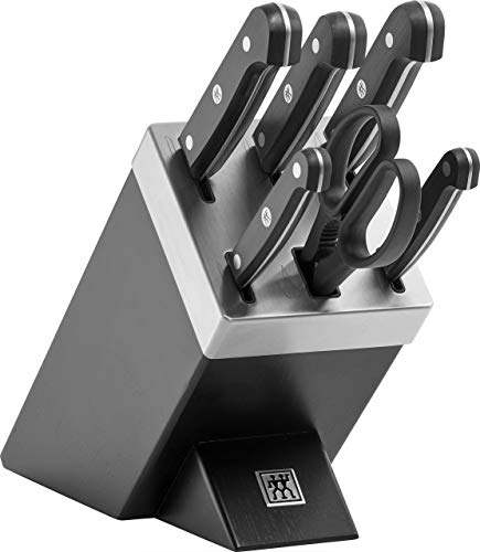 ZWILLING Gourmet Selbstschärfender Messerblock, 7-teilig, Messer und Schere aus rostfreiem Spezialstahl/Kunststoff-Griff, Schwarz [Made in Germany] von Zwilling