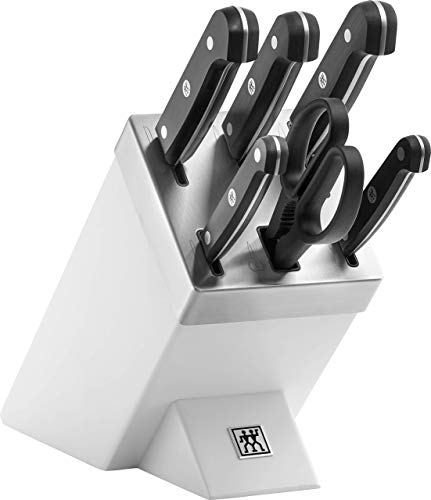 ZWILLING Gourmet Selbstschärfender Messerblock, 7-teilig, Messer und Schere aus rostfreiem Spezialstahl/Kunststoff-Griff, Weiß [Made in Germany] von Zwilling