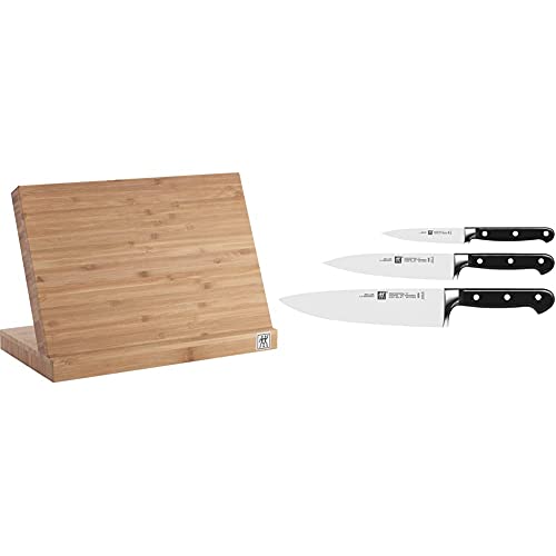 Zwilling 35046-110-0 Messerblock, Holz & Messer-Set, 3-tlg, Spick-/Garniermesser, Fleischmesser, Kochmesser, Rostfreier Spezialstahl/Kunststoff-Griff, Professional S von Zwilling