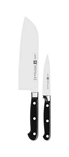 ZWILLING Professional S Messer-Set, 2-teilig (Spick-/Garniermesser 10 cm, Santokumesser 18 cm), Rostfreier Spezialstahl/Kunststoff-Griff mit Nieten, Schwarz [Made in Germany] von ZWILLING