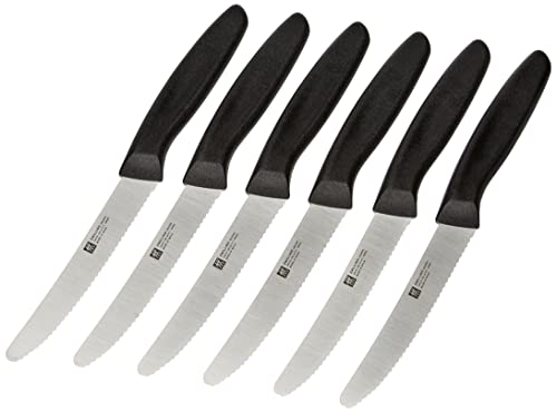 ZWILLING Twin Grip Messer-Set, 6-teilig, Küchenmesser, Klingenlänge: 12 cm, Rostfreier Spezialstahl/Kunststoff-Griff, Schwarz von Zwilling
