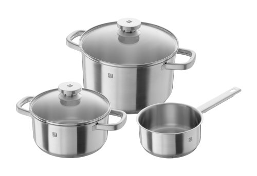 ZWILLING Joy Kochtopf-Set, 3-teilig, 2 Deckel, Induktionsgeeignet, Edelstahl von ZWILLING