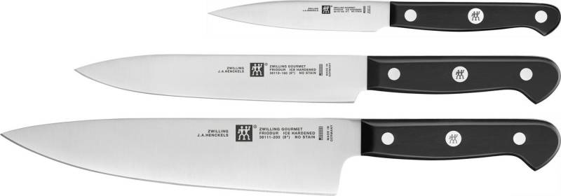 Zwilling Messer-Set Gourmet (Set, 3-tlg., 1 Spickmesser 10 cm, 1 Fleischmesser 16 cm & 1 Kochmesser 20 cm), Made in Germany, FRIODUR eisgehärtete Klingen, Sonderschmelze von Zwilling