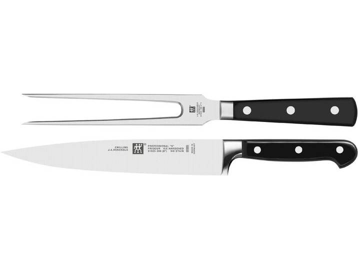 Zwilling Messer-Set Pro (Set, 2-tlg., 1 Fleischmesser (20 cm), 1 Fleischgabel (18 cm), Edelstahl 18/10, aus einem Stück geschmiedet, silberfarben von Zwilling