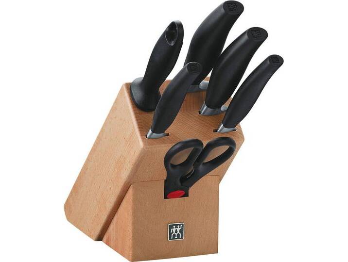 Zwilling Messerblock ***** FIVE STAR (7tlg), Messerblock mit 4 Messern + 1 Schere + 1 Wetzstahl, Buche, natur, beige von Zwilling
