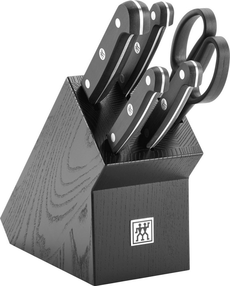 Zwilling Messerblock Gourmet (6tlg), Messerblock mit 4 Messern + 1 Schere, Buche, Sonderschmelze, Schwarz von Zwilling