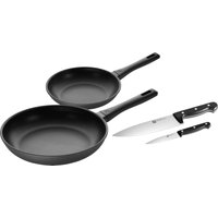 Zwilling Pfannen-Set "Shine/Twin Chef 2", Aluminium, (Set, 4 tlg., je 1 Bratpfanne Ø 24/28 cm, 2-teiliges Kochmesser-Set) von Zwilling