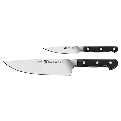 ZWILLING Pro Messerset, 2-tlg., Spick- und Garniermesser/Kochmesser, 10 und 20 cm, Rostfreier Spezialstahl, Kunststoffgriff, Schwarz von Zwilling