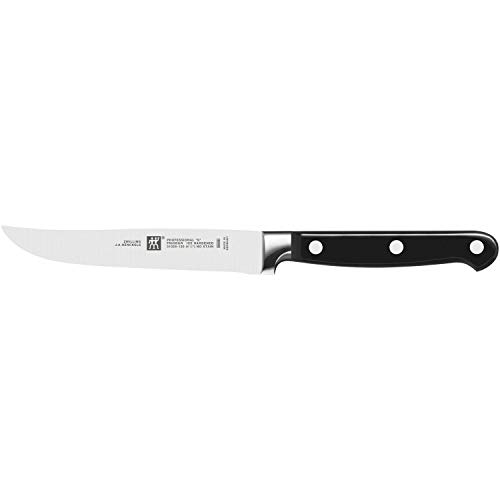 ZWILLING Professional S Steakmesser, Klingenlänge 12 cm, Schmales Klingenblatt, Rostfreier Spezialstahl/Kunststoff-Griff mit Nieten, Schwarz [Made in Germany] von Zwilling