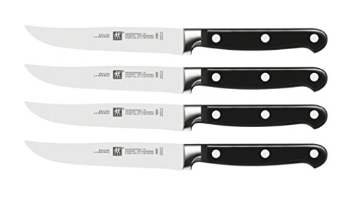 ZWILLING Professional S Steakmesser-Set 4-teilig, Klingenlänge 12 cm, Rostfreier Spezialstahl/Kunststoff-Griff mit Nieten, Schwarz [Made in Germany] von ZWILLING