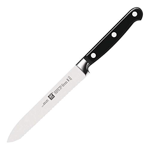 ZWILLING Professional S Universalmesser, Klingenlänge 13 cm, Schmales Klingenblatt mit Welle, Rostfreier Spezialstahl/Kunststoff-Griff mit Nieten, Schwarz [Made in Germany] von Zwilling