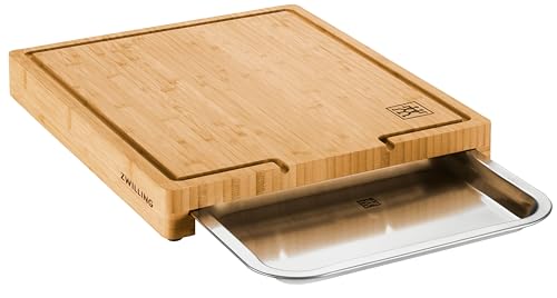 ZWILLING BBQ+ Schneidbrett mit Auffangschale, Saftrille, FSC-zertifizierter Bambus, Schale aus Edelstahl von ZWILLING