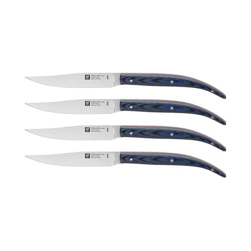 Zwilling -Steakmesserset Nitrostahl/Micarta Stahl/Blau -Länge: 23 cm-4er-Set Zwilling -Steakmesserset Nitrostahl/Micarta Stahl/Blau -Länge: 23 cm-4er-Set von ZWILLING