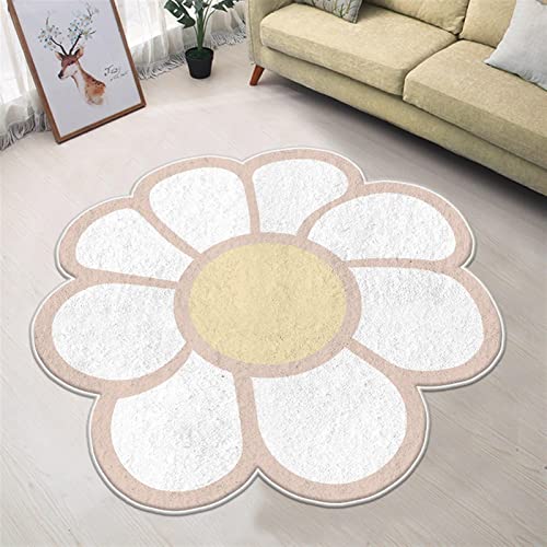Runder Teppich mit Blumenmuster Weich Dicker Teppich Klein Teppich Waschbar in Waschmaschine für Schlafzimmer Wohnzimmer Esszimmer Balkon,M,∅ 60 cm von Zwpily
