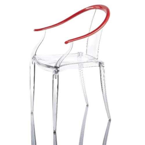 Esstisch stühle Transparenter Stuhl Esszimmerstuhl aus Acryl-Kunststoff, einfacher Küchenstuhl mit Armlehnen, großer Sitz, Kaffeestuhl for das Kaffee-Esszimmer zu Hause Esszimmerstühle(Rosso) von Zxarunas