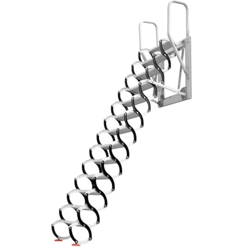 Zxarunas Dachbodenleitern Dachboden Deckenleiter ziehen Dachboden Leiter Kaltverringte Stahl Einziehbares Faltenverlängerung Loft Treppe Weiß und Schwarzes Handbuch Dachbodentreppe von Zxarunas