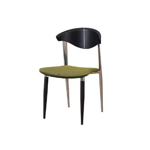 Zxarunas Esstisch stühle Nordischer Retro-Esszimmerstuhl, Standardstuhl, Massivholzstuhl, Heimlehnenstuhl, einfacher Kaffeestuhl, Metallrahmen, Küchenstuhl Esszimmerstühle(Black-Green) von Zxarunas