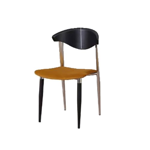 Zxarunas Esstisch stühle Nordischer Retro-Esszimmerstuhl, Standardstuhl, Massivholzstuhl, Heimlehnenstuhl, einfacher Kaffeestuhl, Metallrahmen, Küchenstuhl Esszimmerstühle(Black-Yellow) von Zxarunas