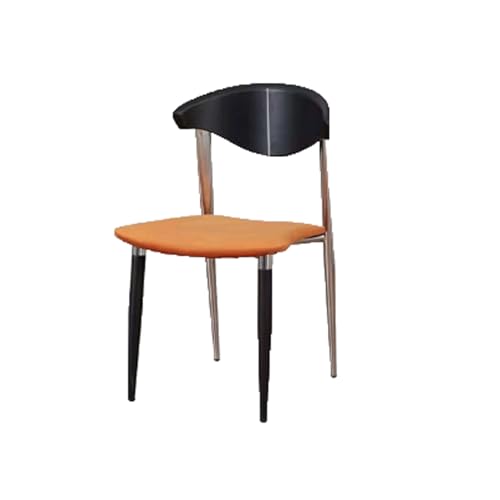 Zxarunas Esstisch stühle Nordischer Retro-Esszimmerstuhl, Standardstuhl, Massivholzstuhl, Heimlehnenstuhl, einfacher Kaffeestuhl, Metallrahmen, Küchenstuhl Esszimmerstühle(Black-orange) von Zxarunas