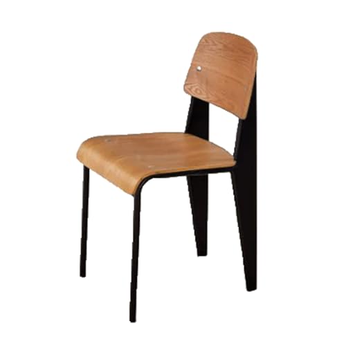 Zxarunas Esstisch stühle Retro Esszimmerstuhl Massivholz Home Schreibtischstuhl Caféstuhl mit Rückenlehne Metallrahmen Küchenstuhl for Schlafzimmer Wohnzimmer Esszimmerstühle(Black-Wood) von Zxarunas