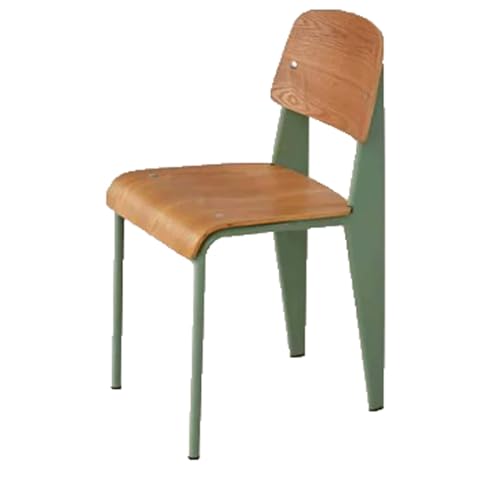 Zxarunas Esstisch stühle Retro Esszimmerstuhl Massivholz Home Schreibtischstuhl Caféstuhl mit Rückenlehne Metallrahmen Küchenstuhl for Schlafzimmer Wohnzimmer Esszimmerstühle(Green-Wood) von Zxarunas