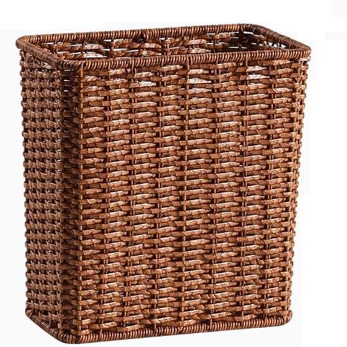 Zxarunas mülleimer küche Abfallkorb, handgewebter Mülleimer, Rattan-Imitat, Müllkorb for Schlafzimmer, Badezimmer, Küche, Wohnzimmer (rechteckig) abfalleimer(Walnut) von Zxarunas