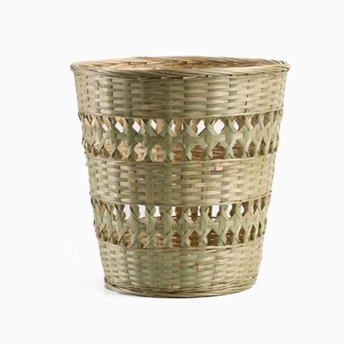 Zxarunas mülleimer küche Bambus-Mülleimer, Badezimmer-Mülleimer, handgewebt, im ländlichen Stil, Bambus-Abfallkorb for Schlafzimmer, Büro, Badezimmer abfalleimer(31 * 31cm) von Zxarunas