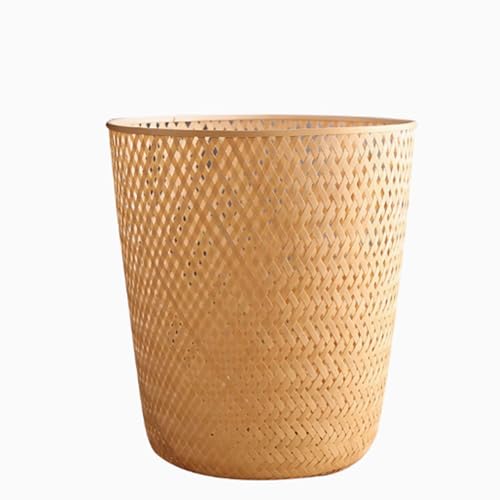 Zxarunas mülleimer küche Handgefertigter Rattan-Mülleimer, zylindrischer Aufbewahrungskorb, Rattan-Mülleimer, Aufbewahrungskorb for Schlafzimmer und Küche (27 x 30 cm) abfalleimer von Zxarunas