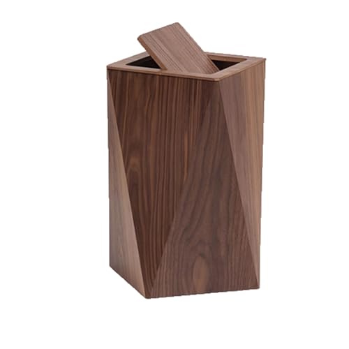 Zxarunas mülleimer küche Küchen-Mülleimer mit Schwingdeckel, Mülleimer mit großer Kapazität, Doppelfass-Mülleimer aus Holz for Wohnzimmer und Schlafzimmer abfalleimer(Walnut,S) von Zxarunas