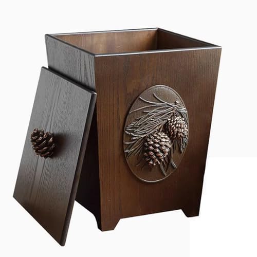 Zxarunas mülleimer küche Küchenmülleimer mit Deckel, Mülleimer Compatible with Badezimmer, Schlafzimmer, Home Office, Holzabfalleimer mit hoher Kapazität, Schütteldeckel abfalleimer(Open lid) von Zxarunas