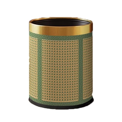 Zxarunas mülleimer küche Leder-Mülleimer, Badezimmer-Abfalleimer, Bambus-Webmuster, Abfallkorb, Schlafzimmer, Büro, Badezimmer, Boho-Abfallkorb, 10 l abfalleimer(Gold,Groen) von Zxarunas