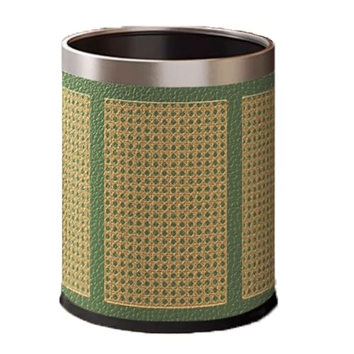Zxarunas mülleimer küche Leder-Mülleimer, Badezimmer-Abfalleimer, Bambus-Webmuster, Abfallkorb, Schlafzimmer, Büro, Badezimmer, Boho-Abfallkorb, 10 l abfalleimer(Silver,Groen) von Zxarunas