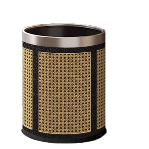 Zxarunas mülleimer küche Leder-Mülleimer, Badezimmer-Abfalleimer, Bambus-Webmuster, Abfallkorb, Schlafzimmer, Büro, Badezimmer, Boho-Abfallkorb, 10 l abfalleimer(Silver,Svart) von Zxarunas