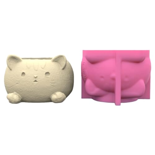 3D Katzen Blumentopf Silikonform Epoxidharz Form Sukkulenten Töpfe Kerzenhalter Beton Gips Form Handwerk von Zxfdsfdbnm