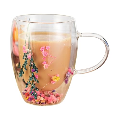 Elegante Transparenzglas Trinkbecher Mit Wunderschöner Getrockneter Blumiger Isolierter Kaffeetasse Für Zuhause Und Büro von Zxfdsfdbnm