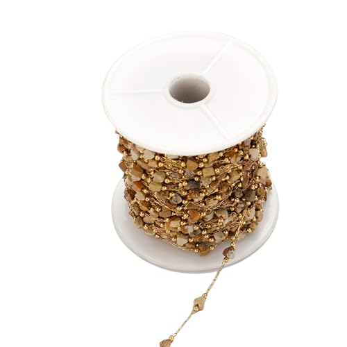 Glitzernde 1 m lange goldene Edelstahl-Perlenkette, Schmuckherstellung, Bastelkette, Zubehör, geeignet für Halskettenherstellung Glitzernde 1 m lange goldene Edelstahl-Perlenkette, Schmuckherstellung, Bastelkette, Zubehör, geeignet für Halskettenherstellung von Zxfdsfdbnm
