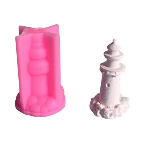 Handgefertigte Silikonform 3D Lighthouse Kerzenform Seife Formen Ornament Formen Kuchen Schokolade Schimmelpeppen Gussformen Gussformen von Zxfdsfdbnm