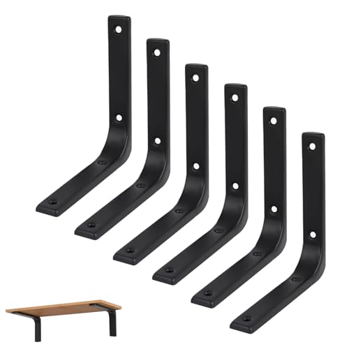 6 Stück Regalhalterung Schwarz, Regalwinkel Schwerlastwinkel Schwarz, Multifunktionale Winkel Metallwinkel 90 Grad für Wandhalterung Regalbrett Halterung(200 x 150mm) von Zxglxinyao