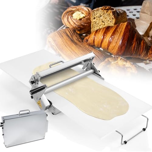 Handkurbel-Blätterteigmaschine, Faltbare Teigausrollmaschine für den Haushalt, Manuelles Werkzeug zur Blätterteigherstellung, mit einstellbarer Dicke von 0,5–17,5 mm/0,5–27 mm,RS201 von ZyKnaurral