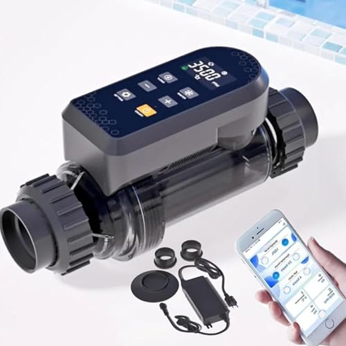 Intelligentes Chlorinatorsystem für Salzwasserpools mit integriertem WLAN und App-Fernbedienung, automatischer Reinigung der Titanplatte, für Aufstellpools,20g/h(10-25K) von ZyKnaurral
